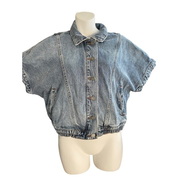 Habitual Oversized Denim Jacket Crop Short Sleeve Jacket Nordstroms SZ S - Picture 3 of 16